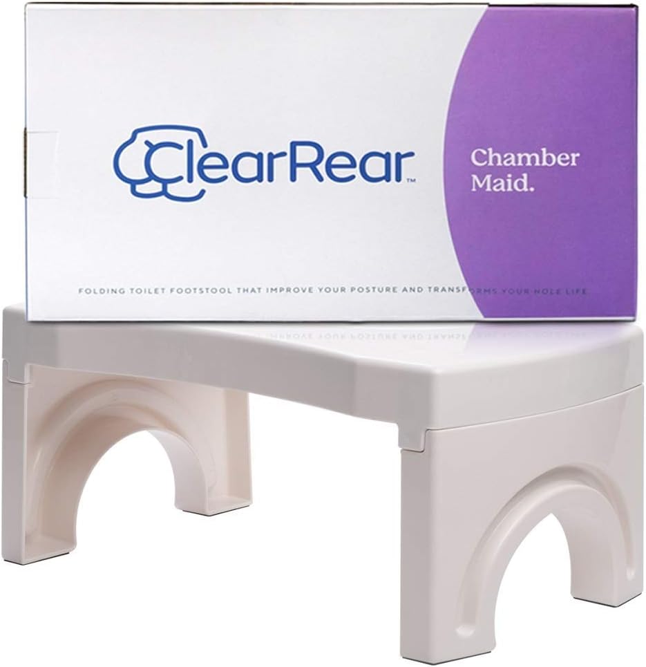 Clear Rear - Chambermaid Folding Toilet Foot Stool (White), Foldable Squatting Stool, Portable and Easy Stow, Fits Any Bathroom : Health & Household