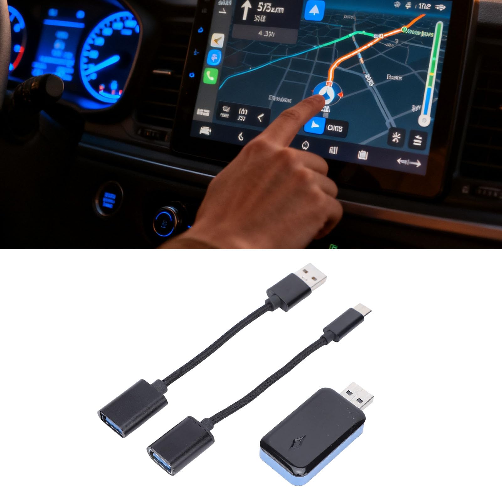 Dongle Inalámbrico para Coche, Tecnología Bluetooth Mejorada, Soporte de Transferencia Estable para Auto, Negro