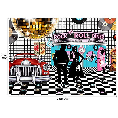 50S Diner Backdrop Large Banner Decoration Dessert Table Background Photobooth Prop 7X5Feet #TOP1