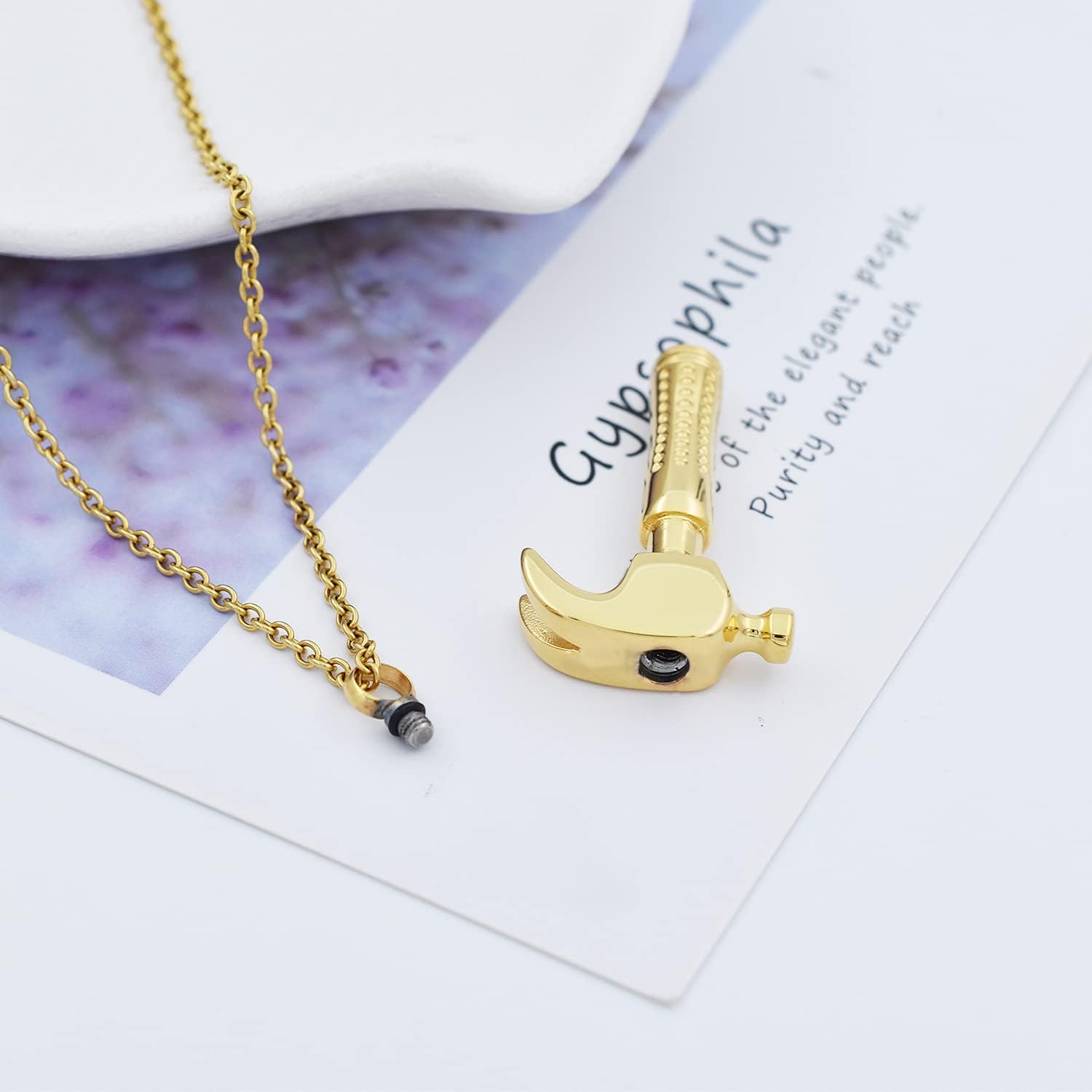 SIYUU Unisex Hammer Cremation Jewelry for Ashes Mechanic Tool Urn Necklace for Ashes Stainless Steel Cremation Pendant Locket Keepsake Urn Ashes Memorial Jewelry - Image 3