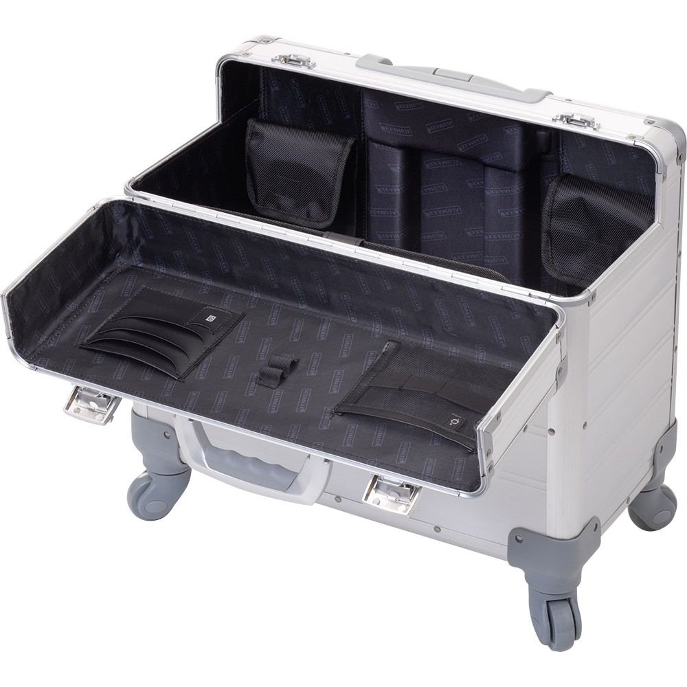 Alumaxx Pilotenkoffer Pandora aus Aluminium, Circa 36 x 47 x 25 cm, Vier 360 Rollen, 47 cm, 36 L, Silber Matt