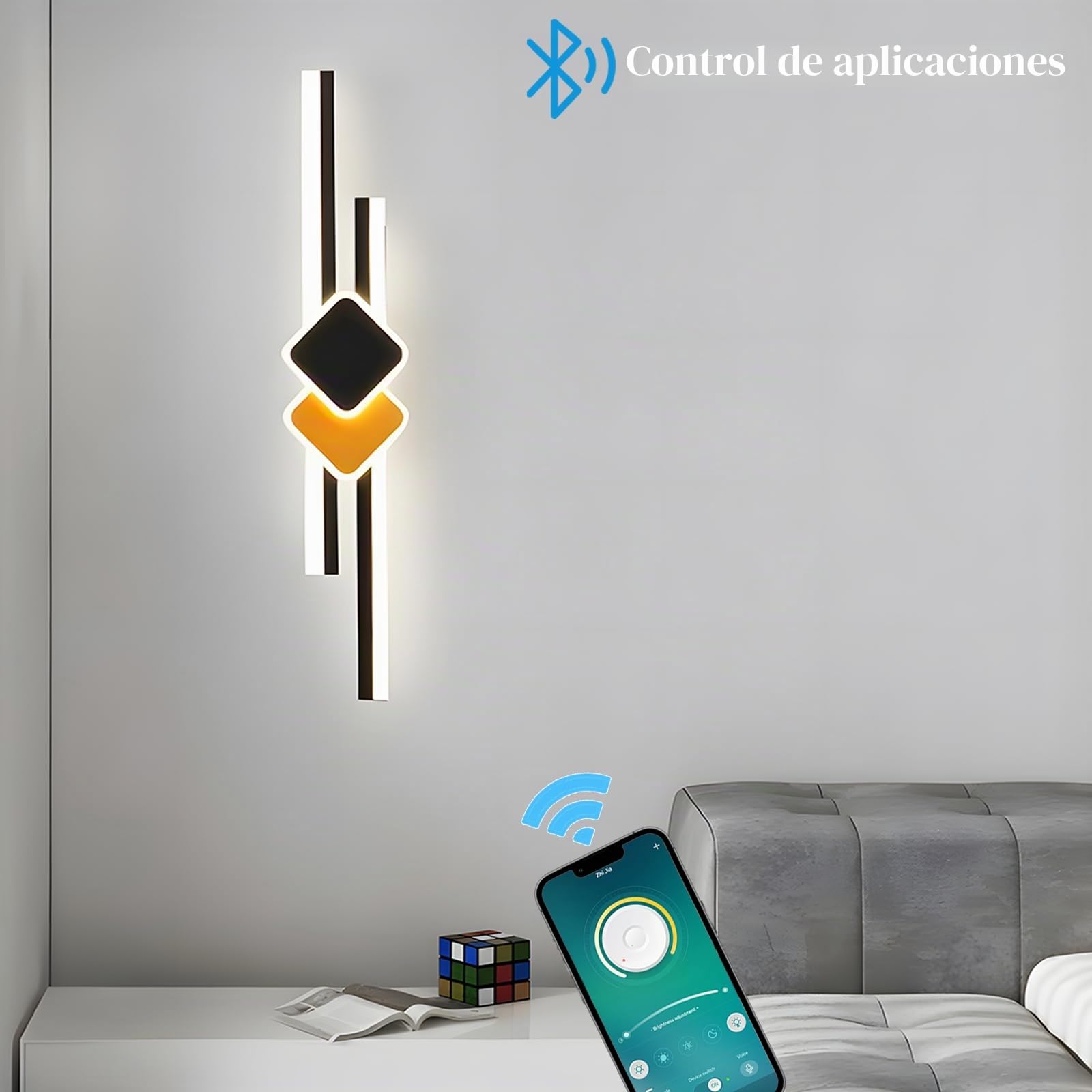 Aplique Pared Interior LED,27W/120CM Lámpara de Pared Moderna | con Control Remoto Regulable 10%-100%,3000K-6000K, para Dormitorio Sala de Estar Pasillo