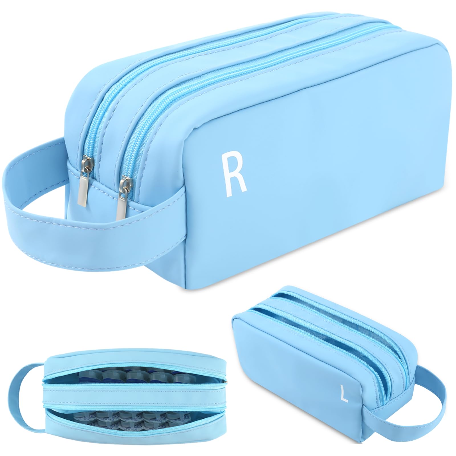 Custodia organizer per lenti a contatto giornaliere, custodia portatile per lenti a contatto, custodia da viaggio per lenti a contatto con R & L, per contenere fino a 100 lenti, Blu, 8.46 x