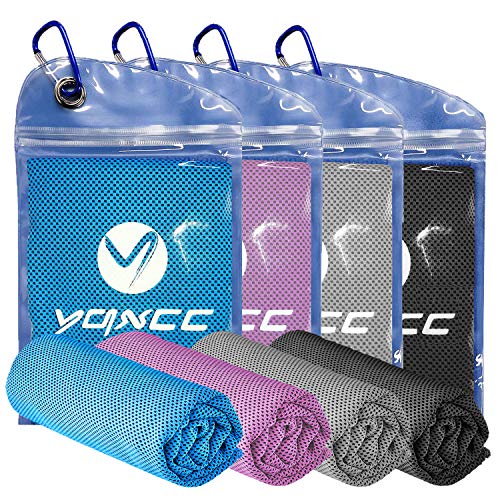YQXCC Cooling Towel 4 Packs (47"x12") Microfiber Towel Yoga Towel for Men or