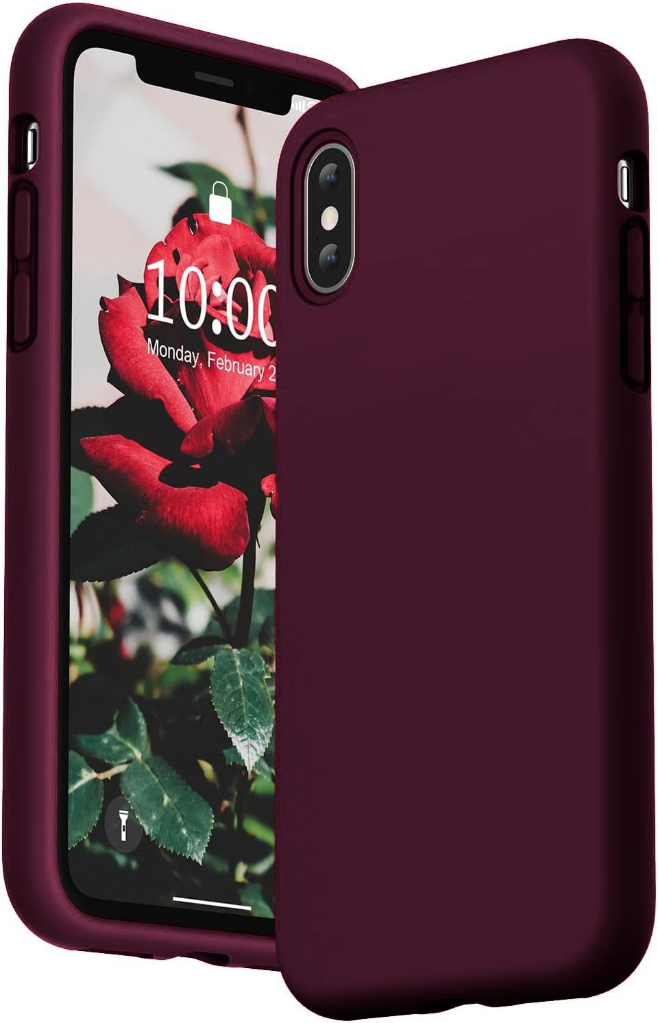 VONZEE® iPhone Xs Max Cover Wireless Charging Support, Liquid Silicone Gel Rubber Shockproof Case Candy Phone Cases for iPhone Xs Max (Wine Red)-image-27