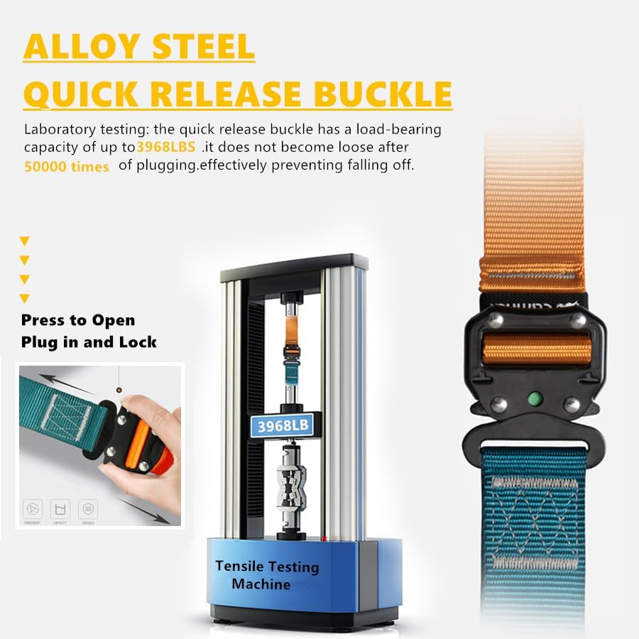 Miniatura 4 de Arnés de seguridad universal de protección contra caídas de cuerpo completo con 5 anillos en D y patas de hebilla de acoplamiento  Hebilla de lengua