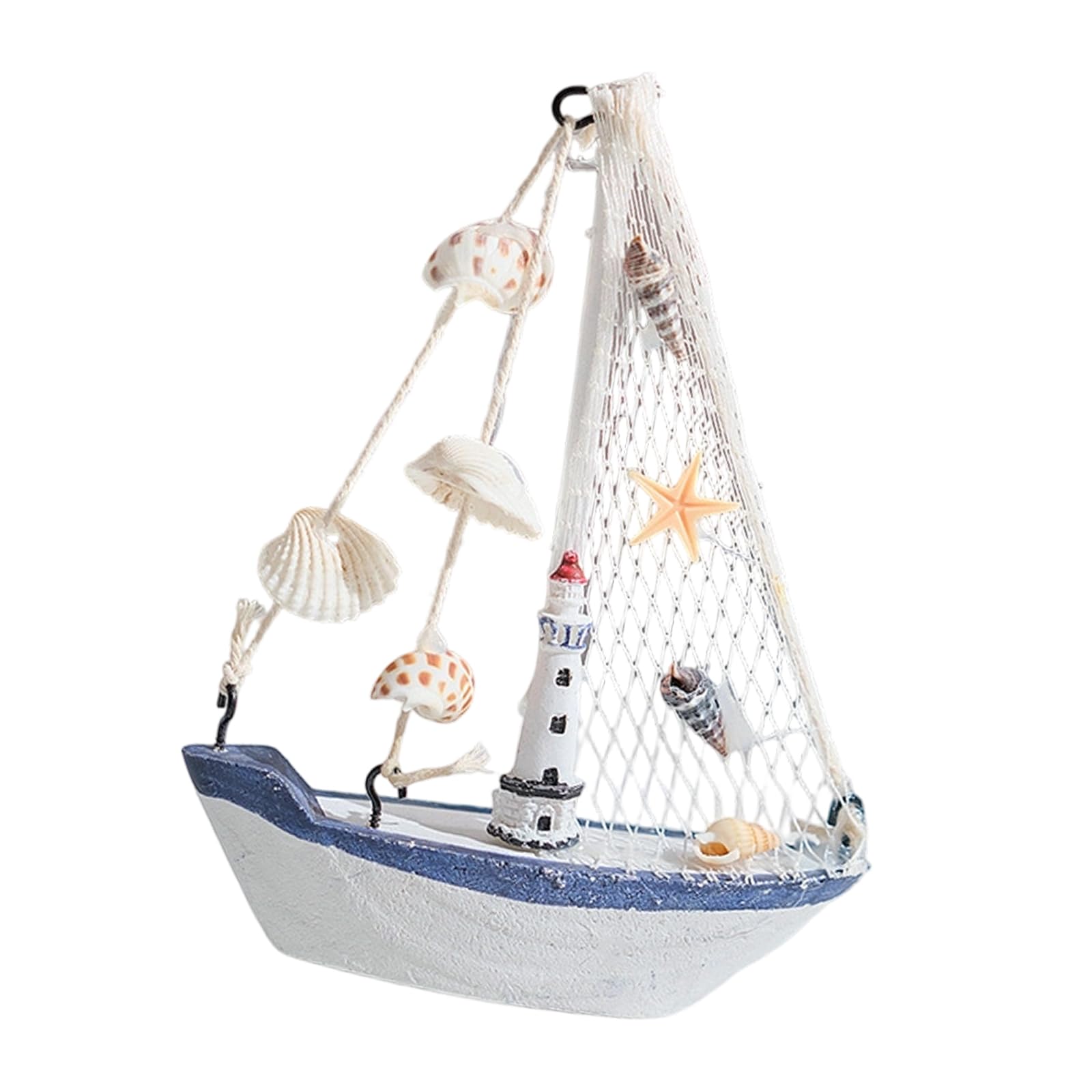 DRTLPMB Shell Boats Shape Desktop Statue Artistic Miniature Showpiece Unique Table Display Item Suitable for Various Space Shore House Decoration