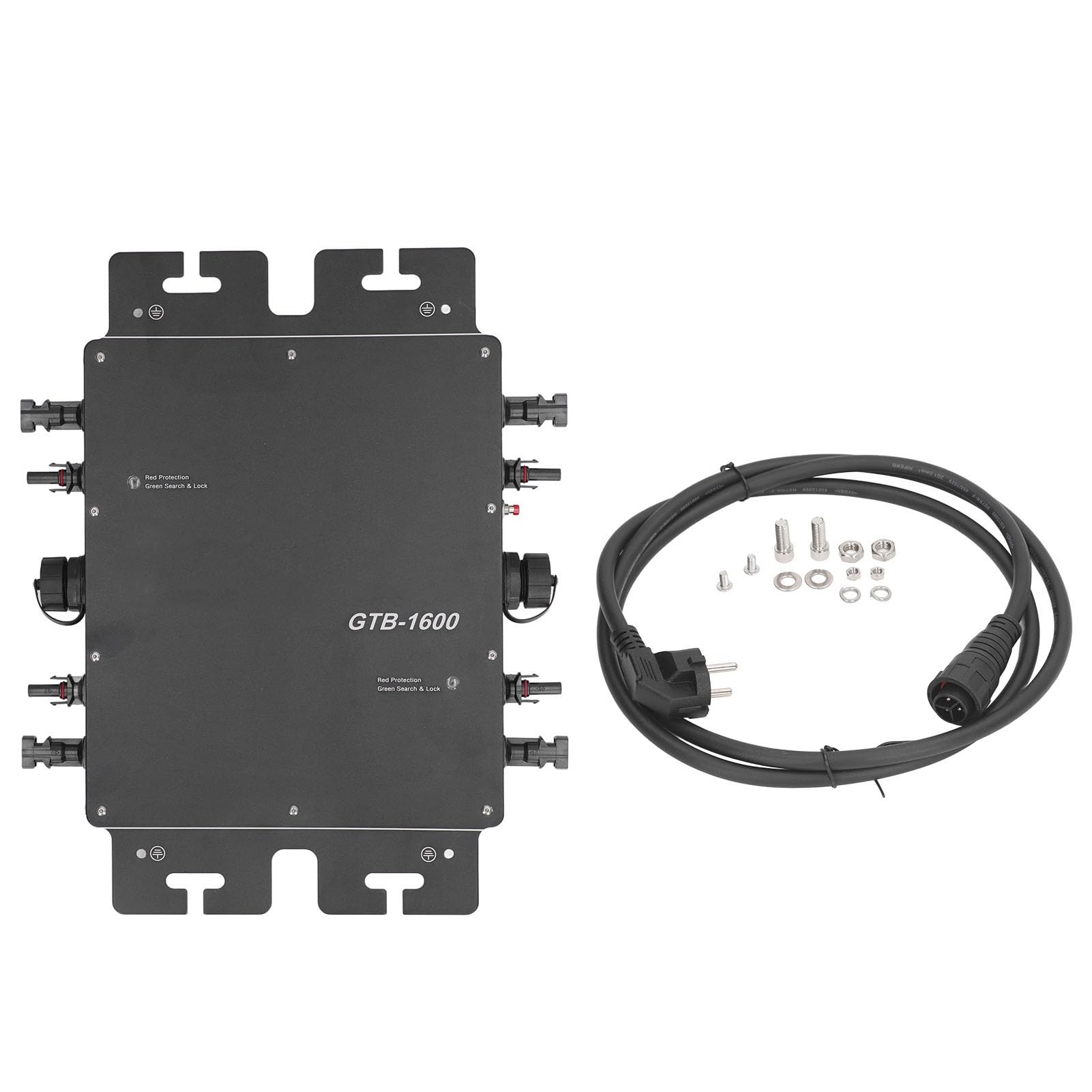 Fyearfly Solarpanel-WLAN-Wechselrichter, 1600 W Solar-Grid-Tie-Wechselrichter MPPT Mit WiFi-APP-Steuerung, Wasserdicht, Automatische Identifizierung, EU-Stecker 230 V, Für Wohnmobil-PV-Erzeugung