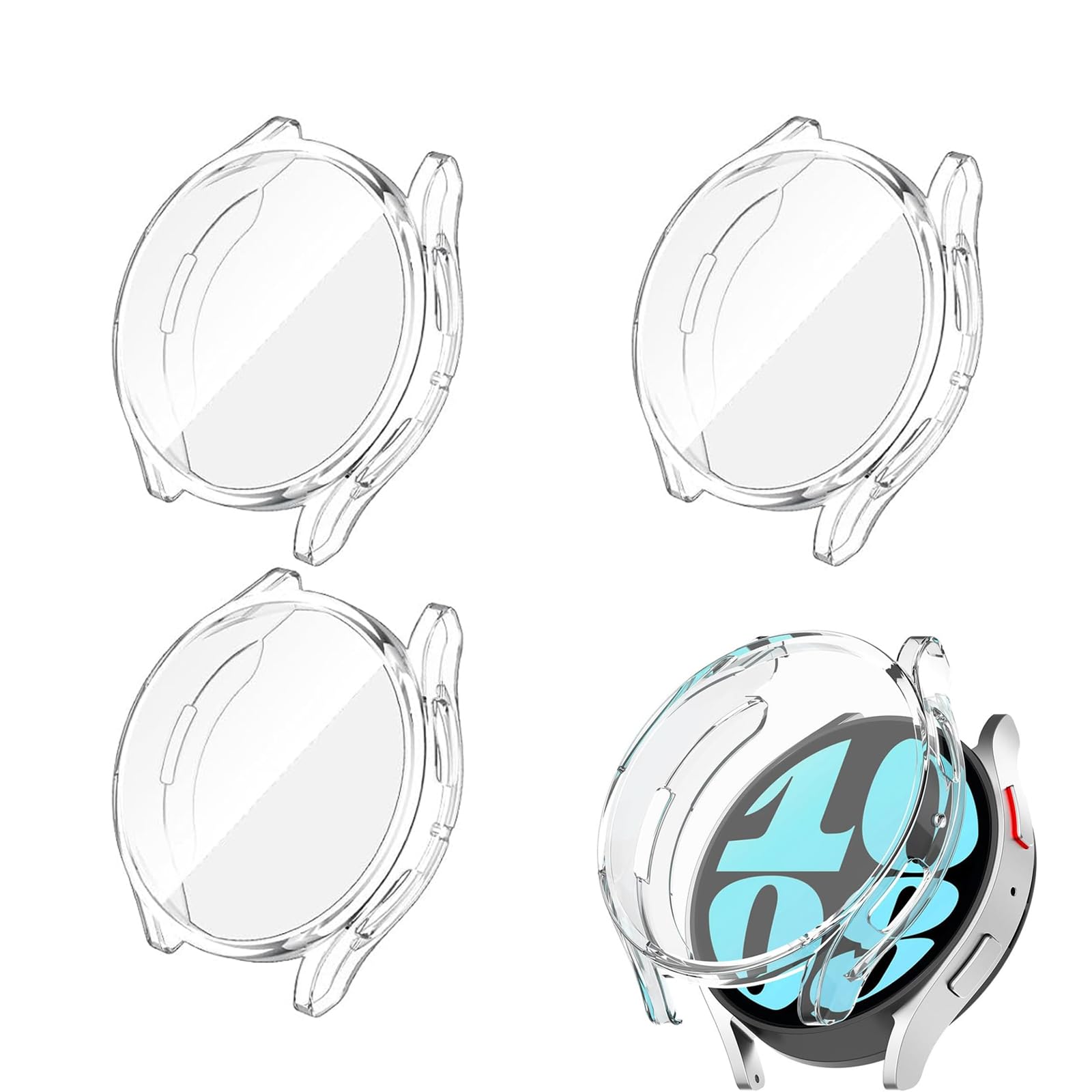 3 Pares protector de pantalla fundas para Samsung Galaxy Watch 7 44mm, funda protectora de TPU suave para una fácil instalación, compatible con Samsung Galaxy Watch 7.