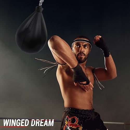 Miniatura 8 de WingeddreaM Bolsas de velocidad de boxeo, piel sintética, paquete de 2 bolsas de boxeo para colgar, Speedball, Dodge Striking Bag para boxeo, artes