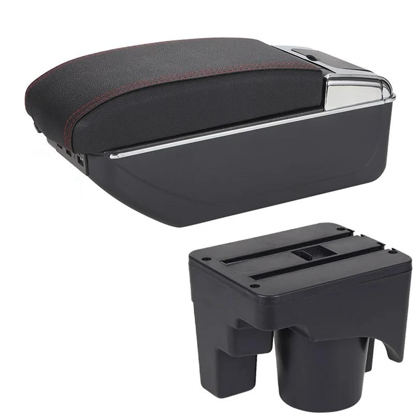 NOHEEU Car Decorative Center Console Multifunctional Storage Box For Scirocco For Sagitar For Golf 6 5 Mk6 MK5 For Jetta(B1 Black red 7USB)