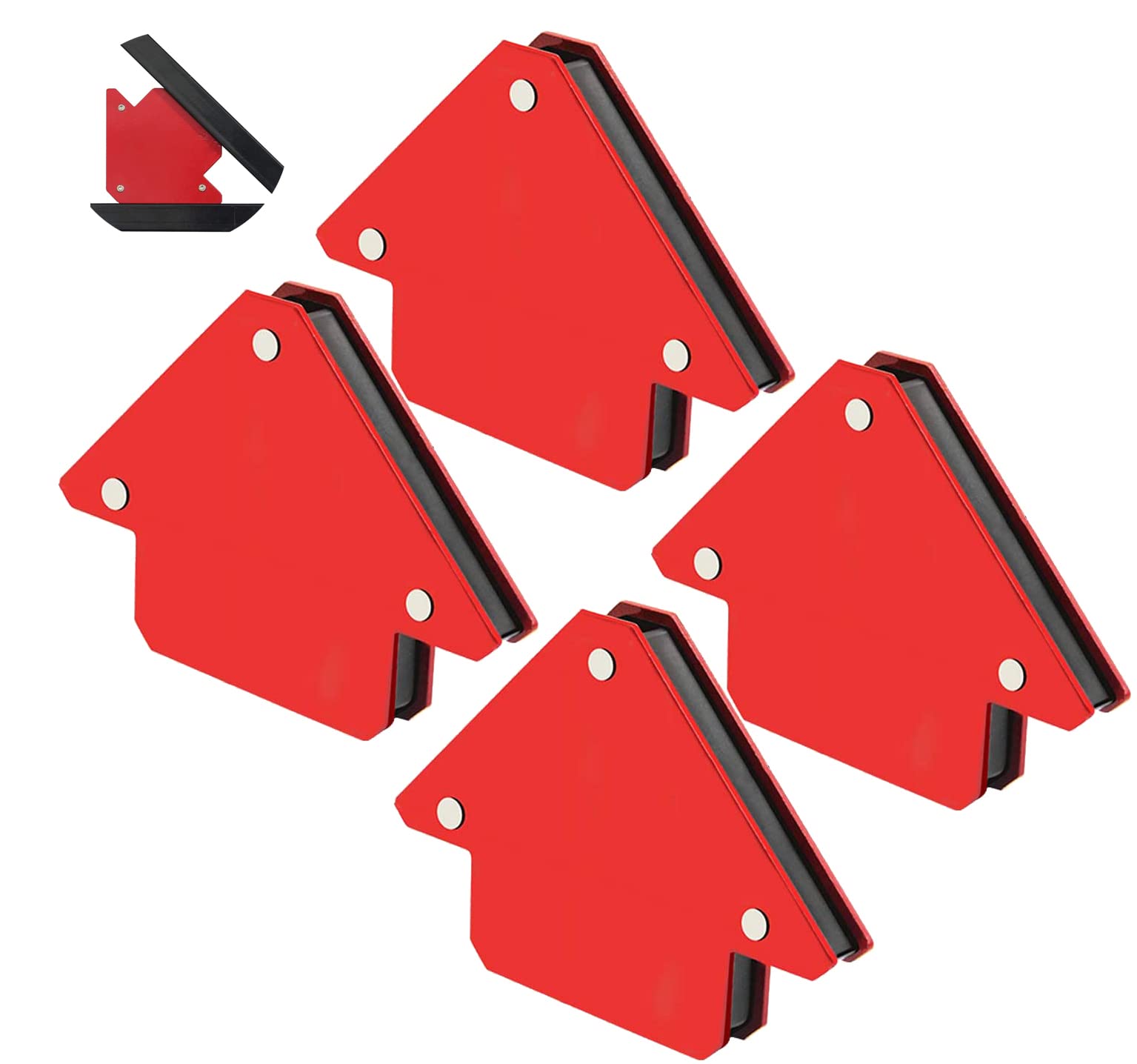 PACK 4 Escuadra Magnetica para Soldar Imanes Soldadura Escuadras Magneticas para Soldar Iman de capacidad 13Kg Angulos 45° 90° 135° Escuadra Imantada para Soldar, 75mm