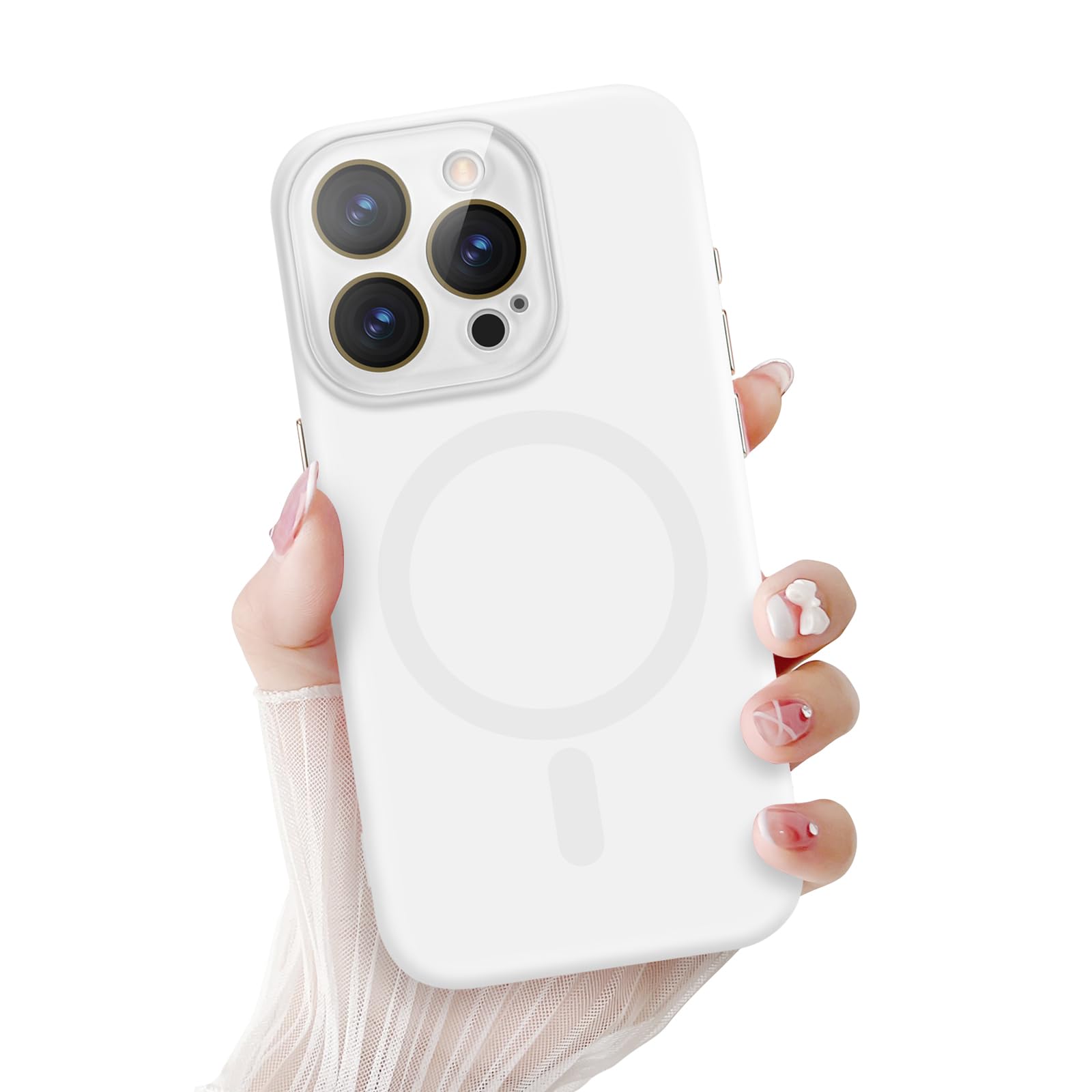 Newseego for iPhone 15 Pro Magnetic Case, Luxury Cute Soft Liquid Silicone Case for Women Girls Men Anti-Scratch Bumper Shockproof Full Camera Lens