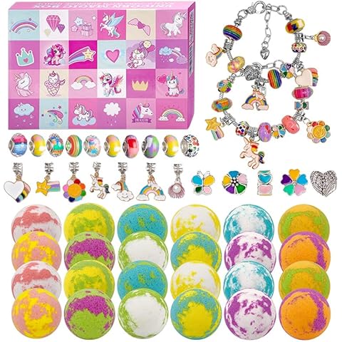 24 Piece Christmas Bath Bombs for Kids, Advent Calendar 2024 Kids Bath Bombs, Kids Bath Bombs with Jewelry Inside for Christmas, Birthday, Party Favors Cover