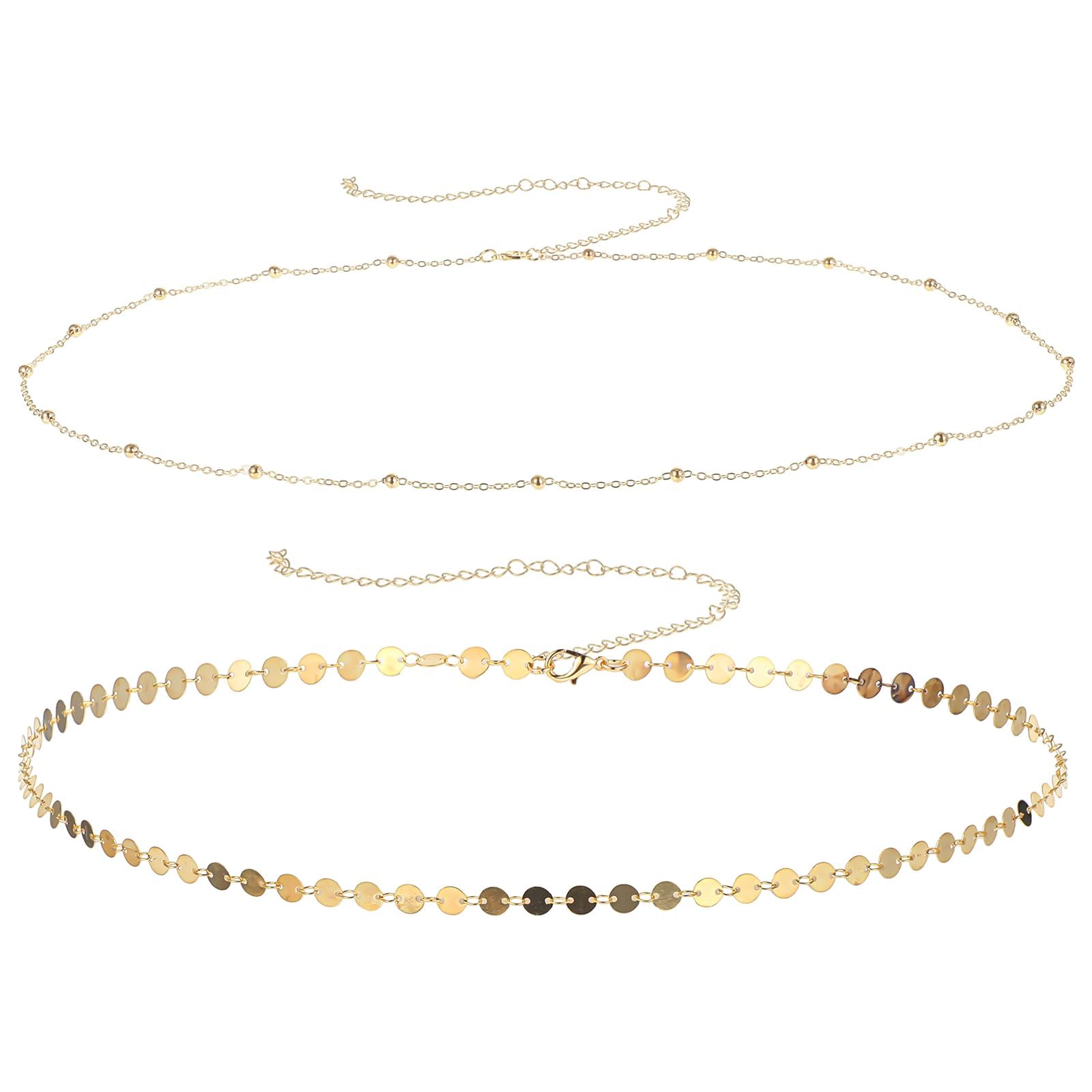Waist Beads for Women, 14k Gold Plated Waist Chain Gold Chain Belt for Womens Simple Body Chain Jewelry Belly Chain Beach Accessories Dainty Gold Jewelry for Women Gifts Rave Outfits for Womens-image-35