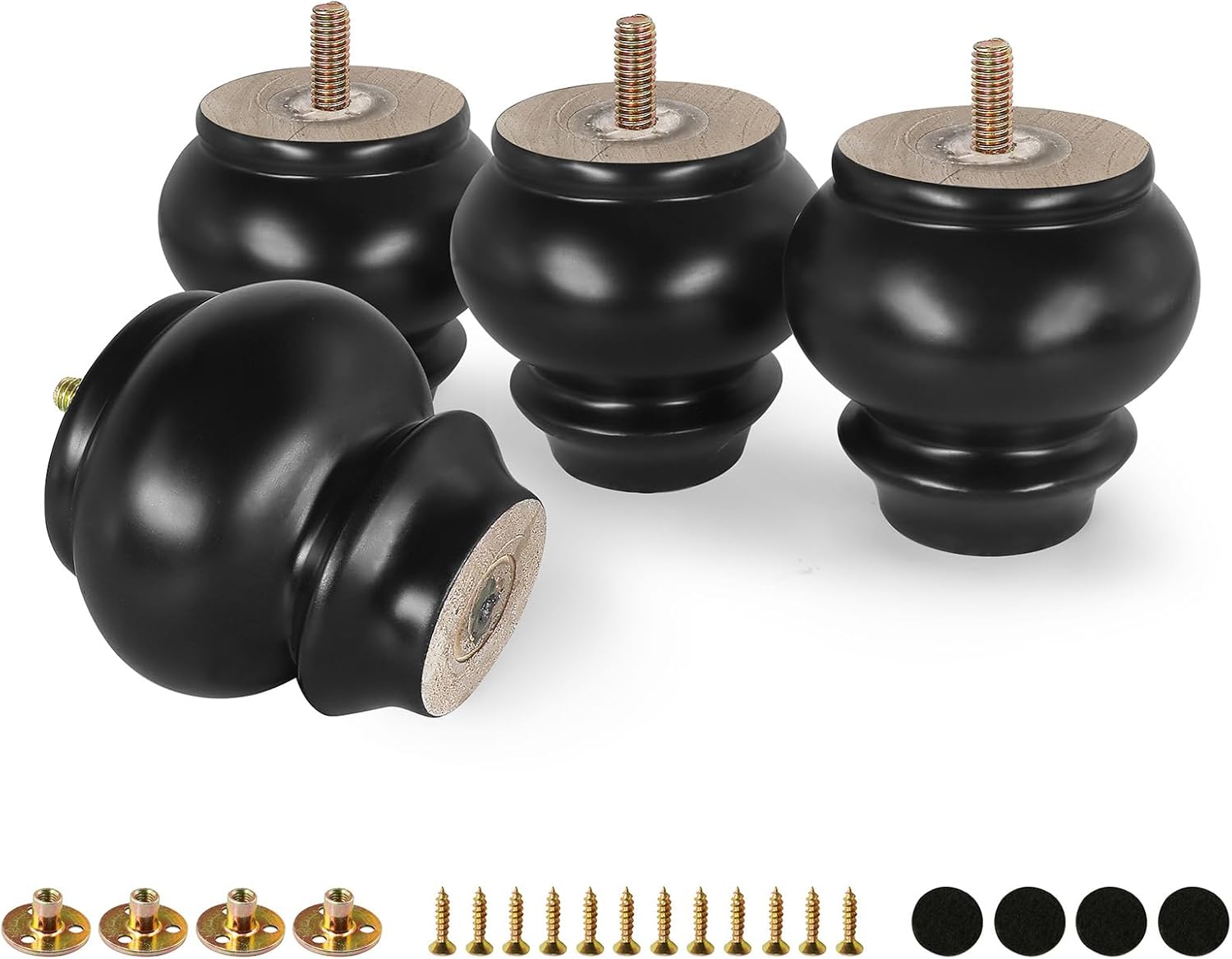 FoDau770 Rubber Wood Furniture Legs 3 Inch, MidCentury