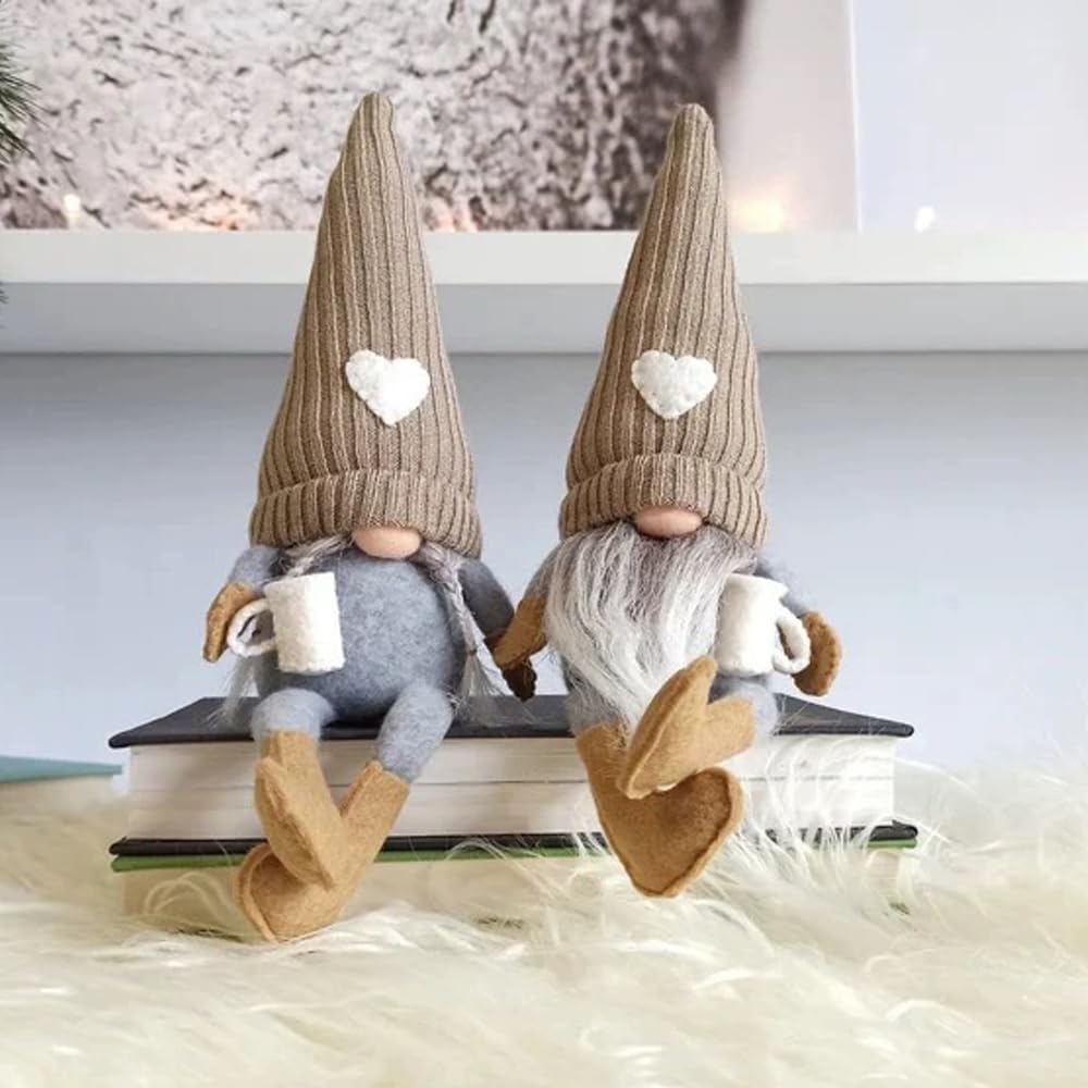 Caffè Gnomi Peluche Bambola Gonks Svedesi Fatti a Mano 2 Pezzi Decorazione Cucina Regali Donna Amanti Caffè