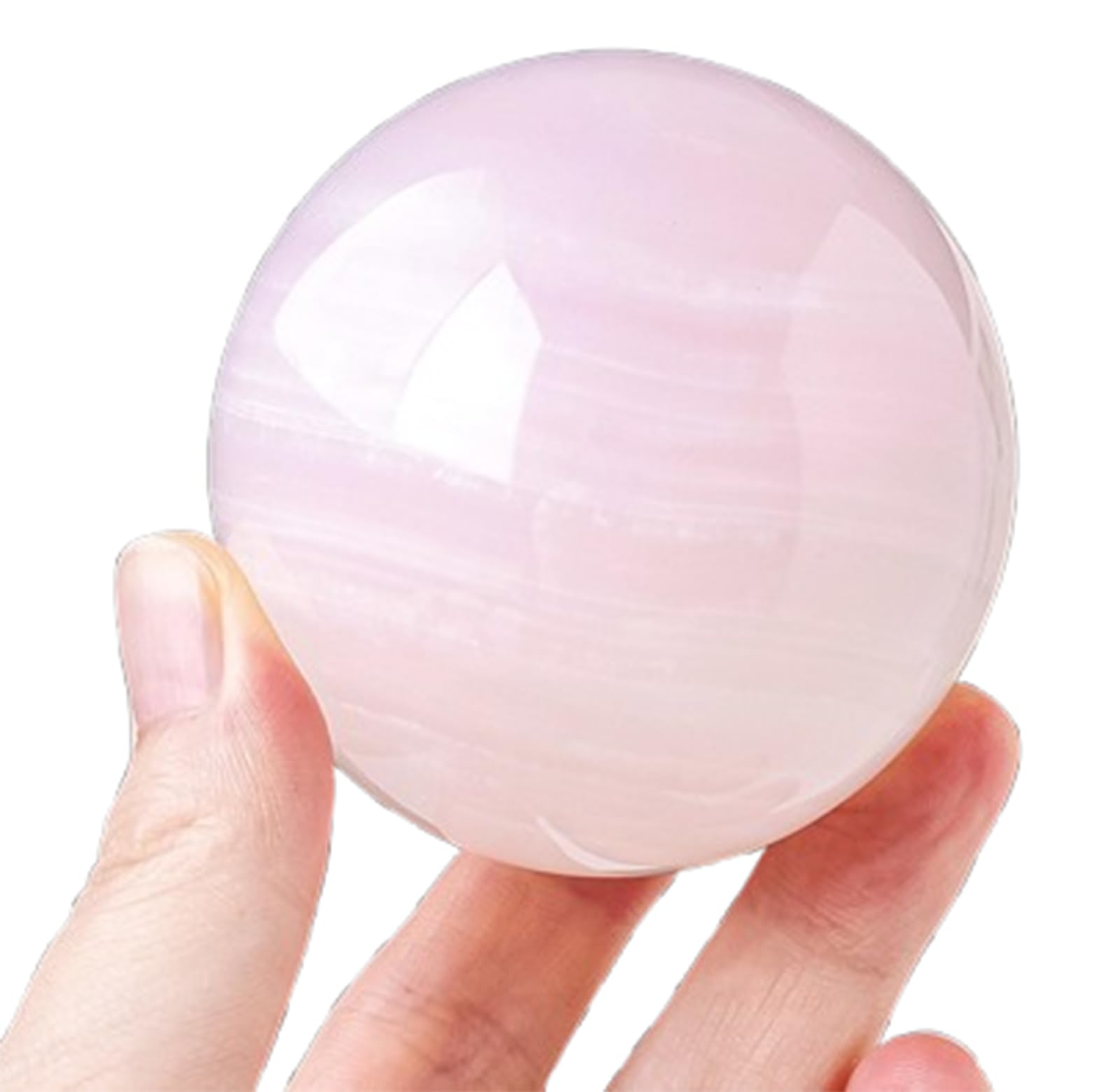 AARTERZZA Calcite Quartz Sphere Ornaments with Wooden Stand,Fengshui Stone Ball Decoration Crystal for Divination,65~70mm
