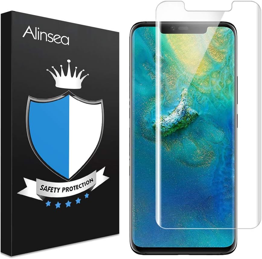 Alinsea Screen Protector for Huawei Mate 20 Pro 3D Tempered Glass [Full Adhesive] [Support Fingerprint Reading] [Lifetime Replacement Warranty][Case Friendly] for Huawei Mate 20 Pro-Newest Version