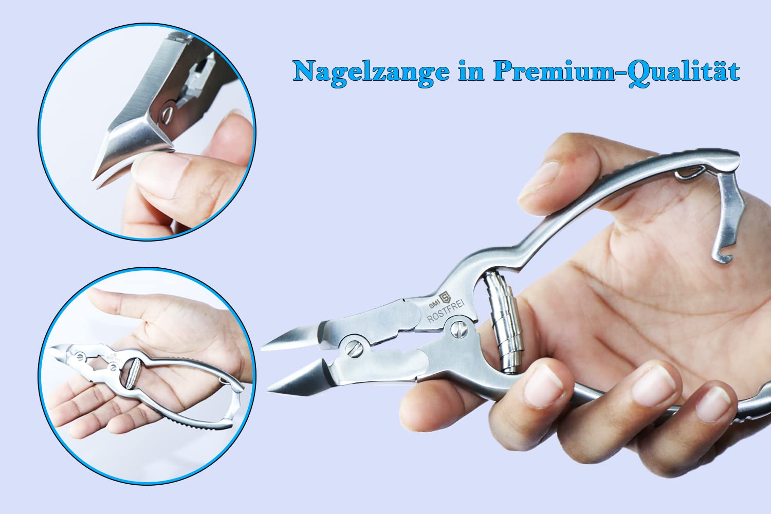 SMI 16 cm Kopfschneider mit doppelter Übersetzung – präzise Kopfzange für starke Fußnägel, Fussnagelzange & Nagelzangen für Fußnägel, Edelstahl Fußnagelknipser mit Etui