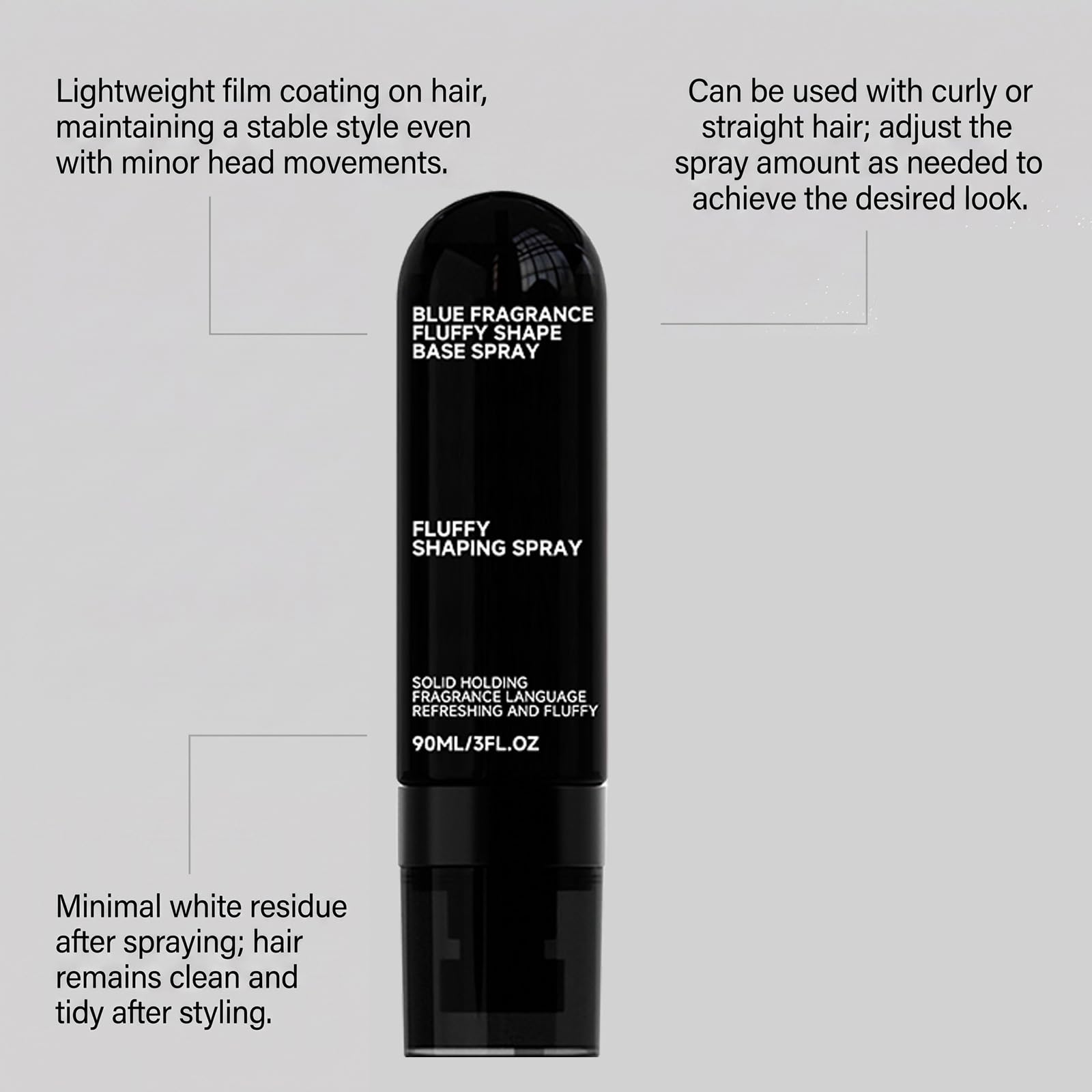 FLUFFY Shaping Spray - Spray volumizzante e fissante per capelli, profumo di pesca, tenuta solida, leggero e non appiccicoso, protezione dal calore a lunga durata, ideale per capelli fini (9PCS)