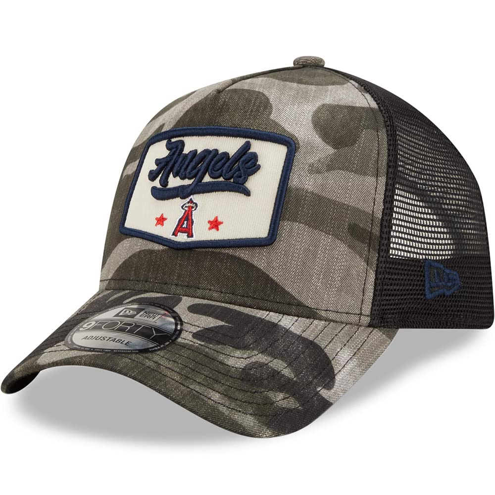 New Era 9FORTY Los Angeles Angels – Cappellino Rosso Con Chiusura A Scatto – Stile Trucker Con Rete – Licenza Ufficiale MLB