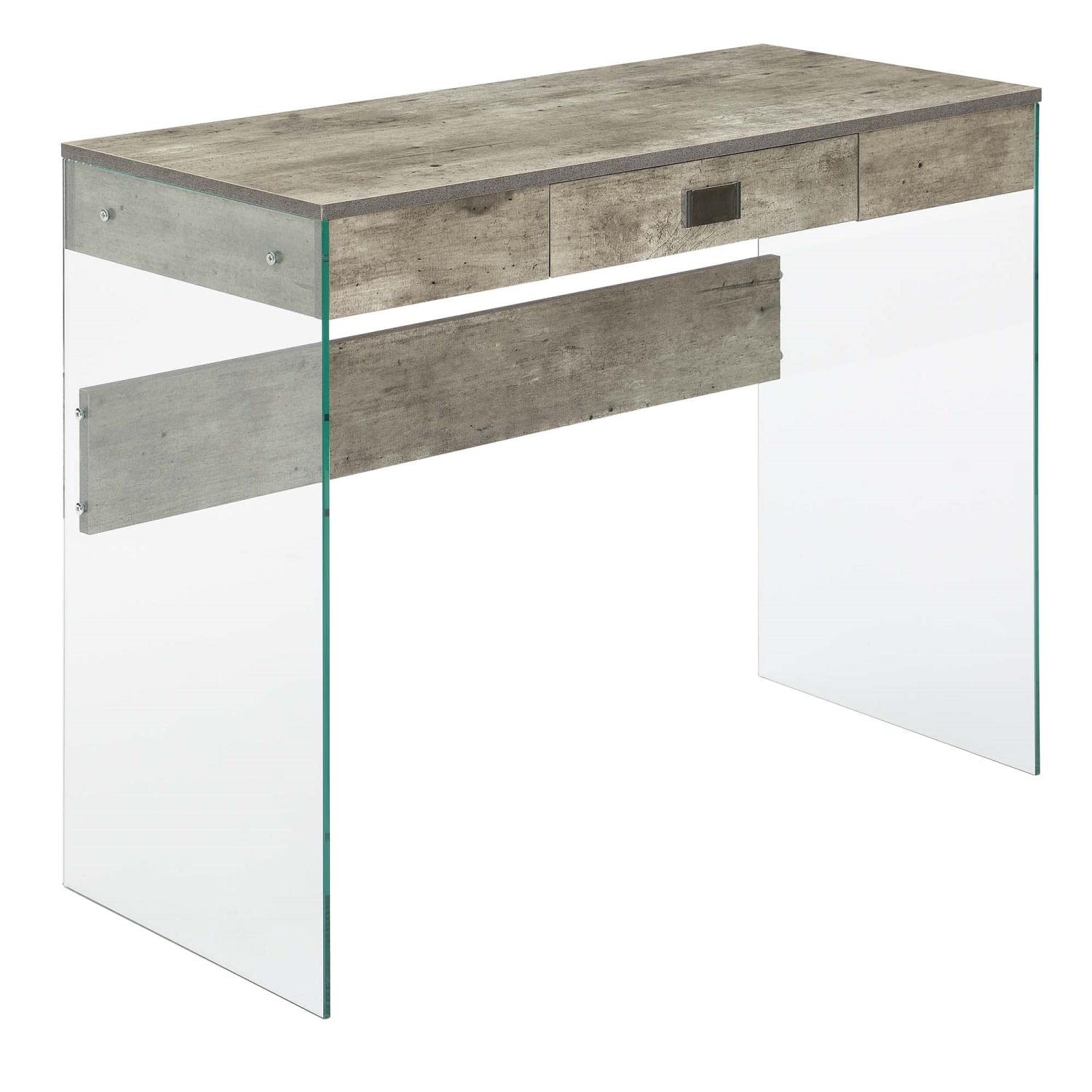 Convenience ConceptsSoHo 1-Drawer Desk, 36", Faux Birch/Glass