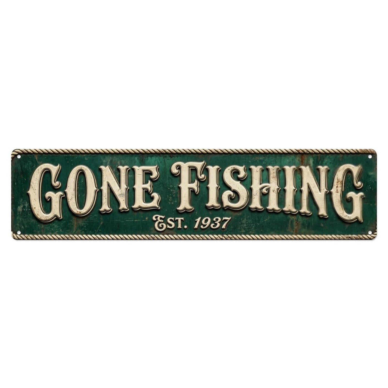 GONE FISHING Fishing Getaway Vintage Metal Tin Sign Wall Decor for Cafe, Club, Garden Metal Poster 4x16Inch