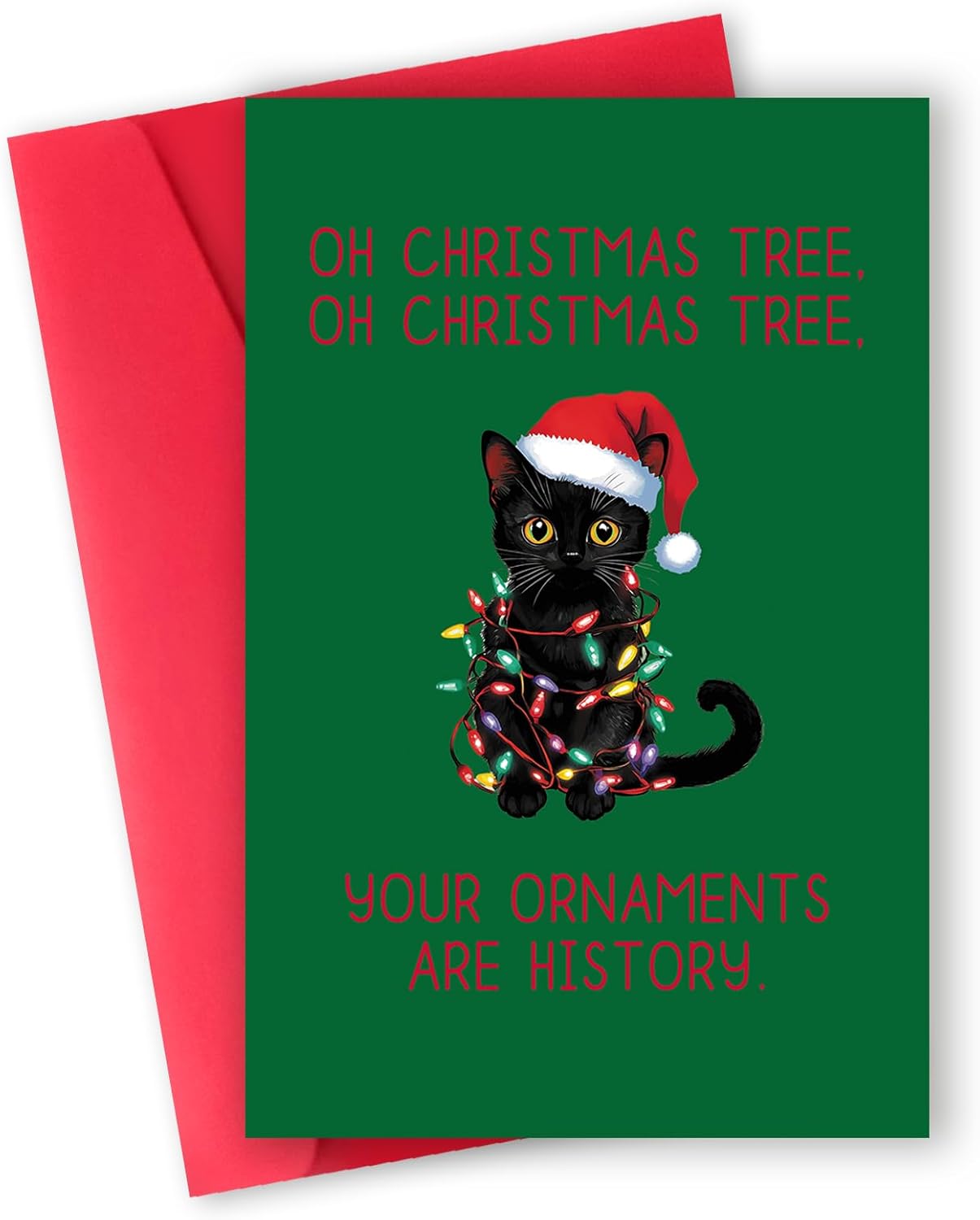 Humorous Black Cat Christmas Card