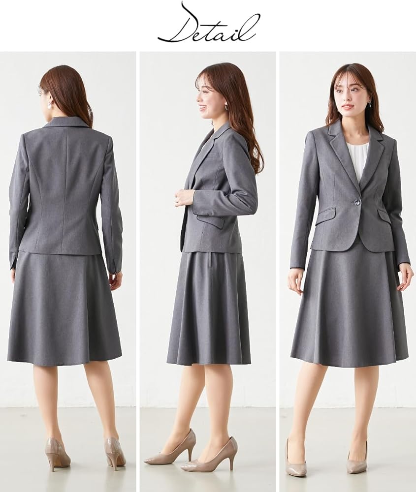 【美品】BOSCH シルク スカートスーツ ノーカラー セレモニー ビジネス 紺 ニッセン スーツ レディース ビジネス スカート ノーカラー