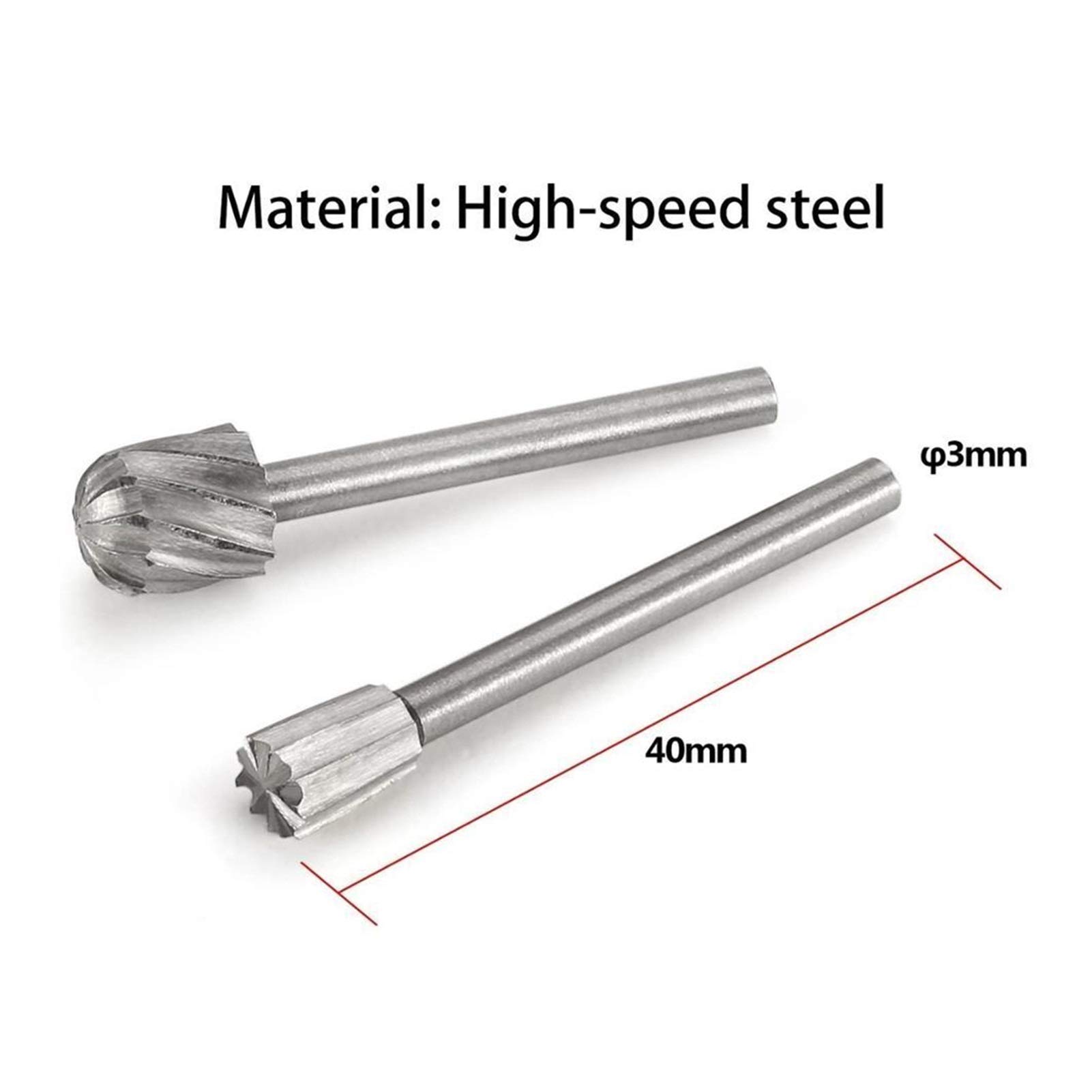 Cortador de fresado de superficie 20 piezas de acero de alta velocidad cortador de fresado de carpintería cortador de fresado de 3 mm de broca de 3 mm. Archivo rotativo Herramienta de carpintería CNC