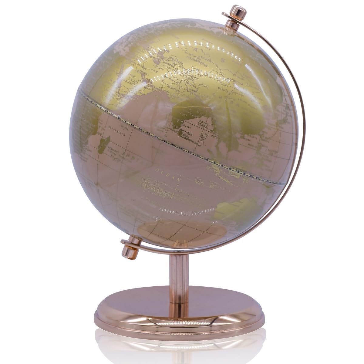 Aadya Crafts Peach Gold 8 Inch Metal Arc Base World Globe