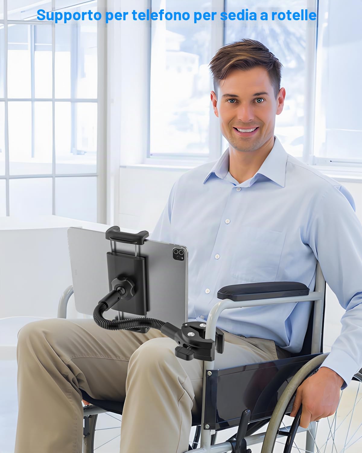Supporto Tablet Cyclette Bici per 4-13" Tablet Cellulare, Porta Tablet Tapis Roulant, Supporto Tablet a Collo di Cigno Robusto e Flessibile, Collo Oca Porta Tablet Spinning Bicicletta
