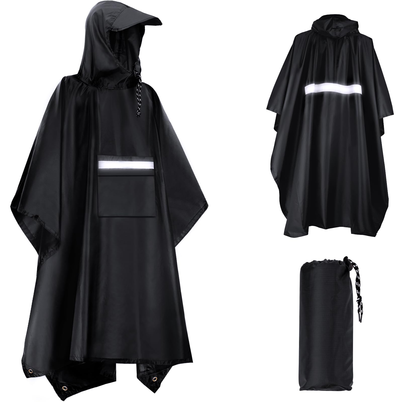 Poncho Pluie Imperméable 225 X 140CM Cape de Pluie Réutilisable Poncho Légère Respirant Grand Poncho de Pluie Unisexe avec Capuche et Poche pour Extérieur Randonnée Camping Vélo