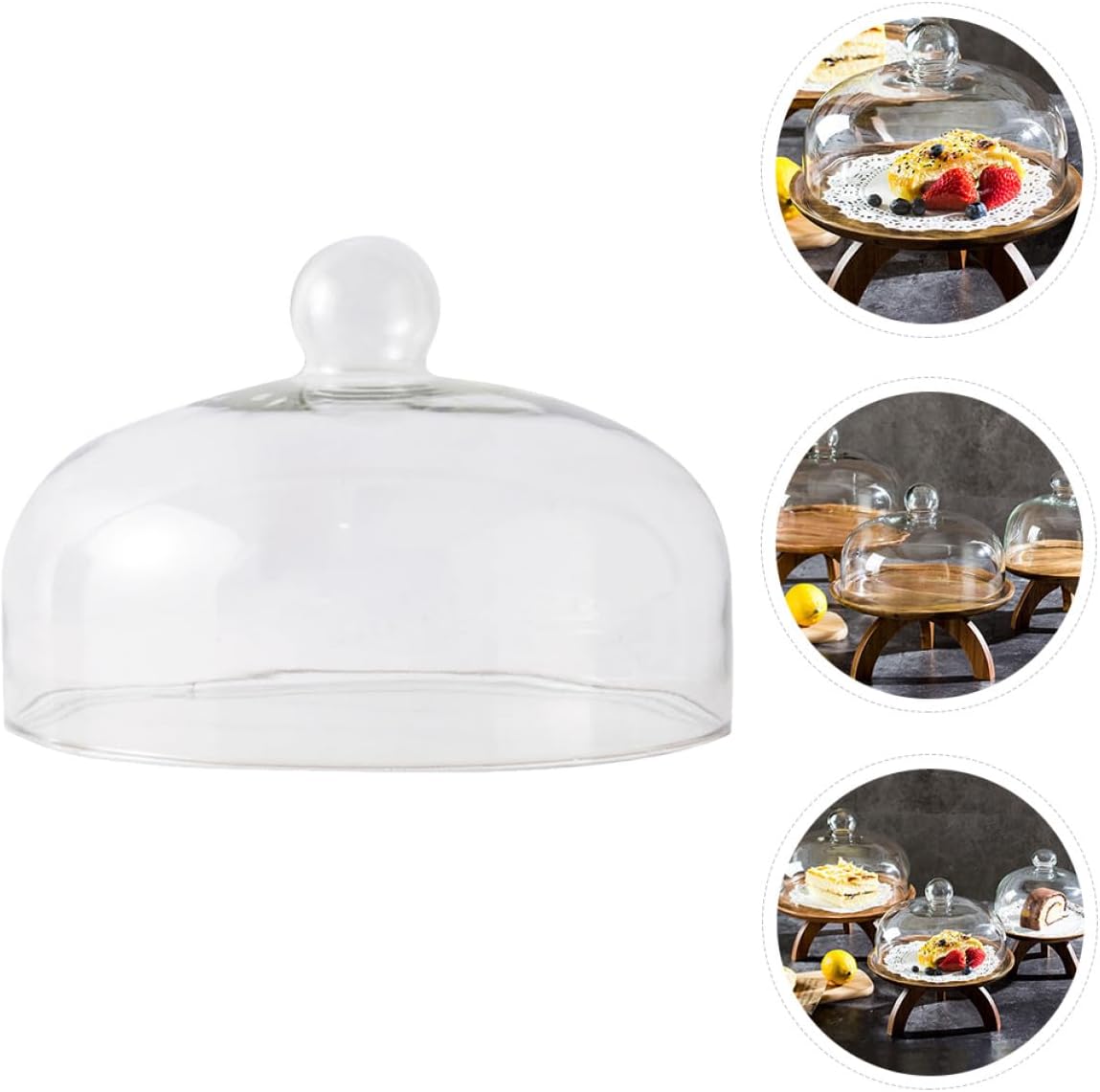 VANZACK Glass Cake Cover Dessert Protector Small Dustproof Glass Display Dome for Fruit and Micro Landscape for Cake and Pastry Serving