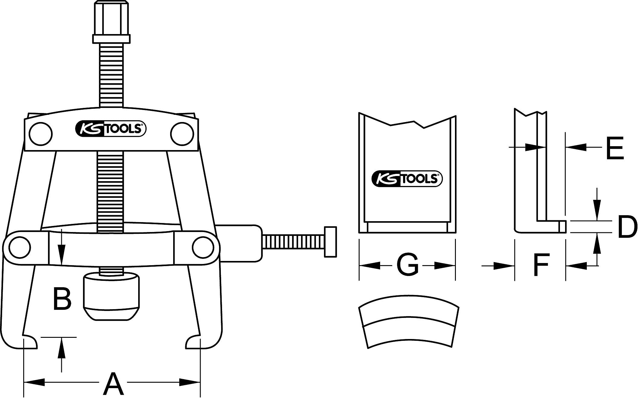 KS Tools 700.1260 Uniwers sciagacz 2-ramienny do sciagania piersc lozys z napinaczem ramionM16x150