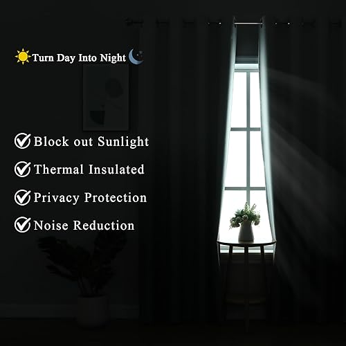 Miniatura 2 de Estelar Textiler Cortinas opacas degradadas para sala de estar, 84 pulgadas de largo, cortinas de eficiencia energética con aislamiento térmico y