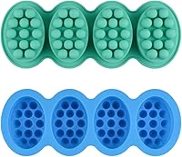 Vista 1 de SJ - 2 moldes de silicona para jabón en barra de masaje para hacer jabones, hechos a mano, antiadherentes y sin BPA (azul y verde menta)