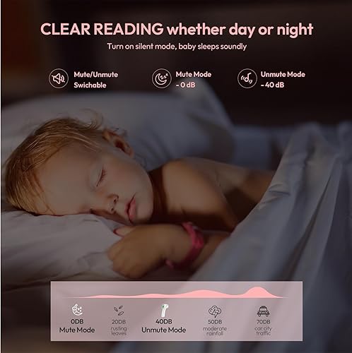 Miniatura 7 de Termómetro de frente sin contacto, termómetro digital infrarrojo para adultos, niños y bebés, pantalla de retroiluminación LCD, alarma de fiebre y