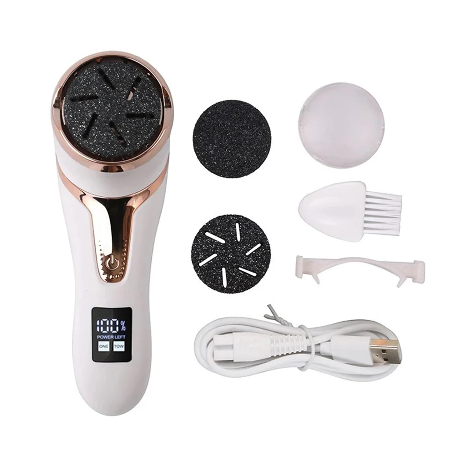 Lima De Pie Lima eléctrica for pies, máquina de pedicura, removedor de callos, recargable, for pies agrietados, piel muerta, depurador, pulidor, herramientas de amolado.(White)