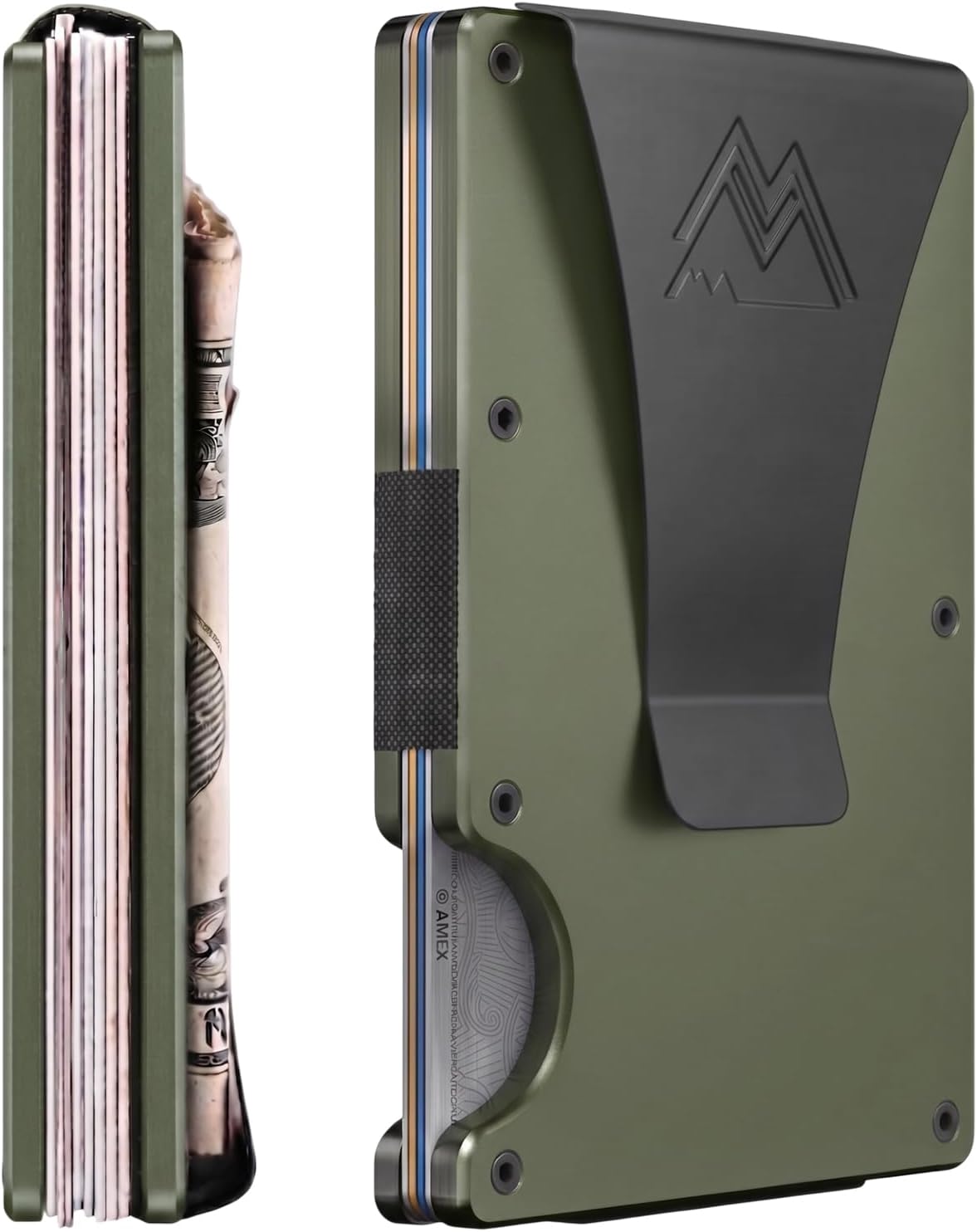 Minimalist Wallet for Men & Women - Slim RFID Wallet, Scratch Resistant, Credit Card Holder & Money Clip, Easily Removable Money & Cards, (Army Green)