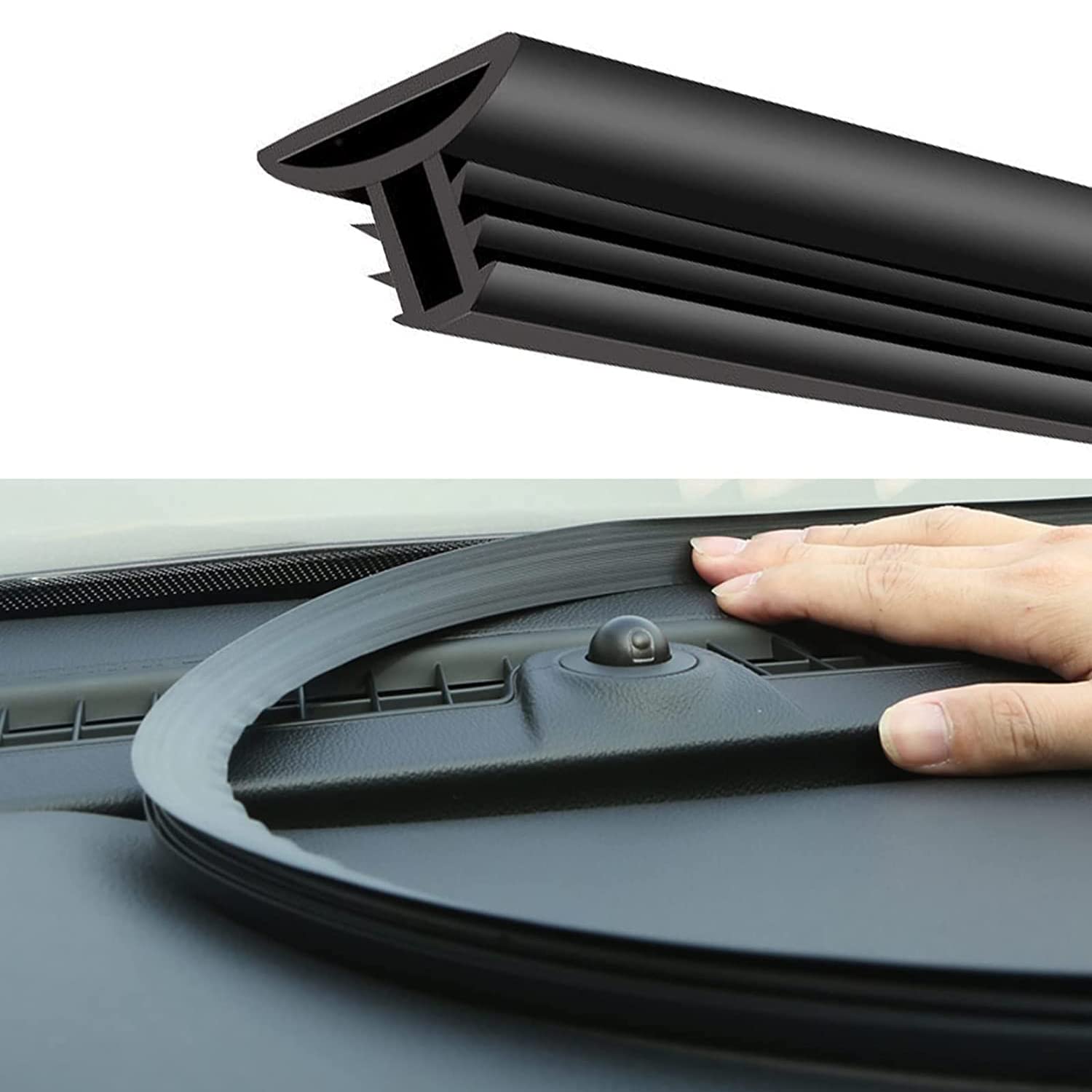 X Spring Interior Car Dashboard Seal, 1.6M Self Adhesive Center Console Weather Stripping, Universal Car Slit Trim Seal, Front Windshield Seal for Cars, Boats, RVs, Trucks