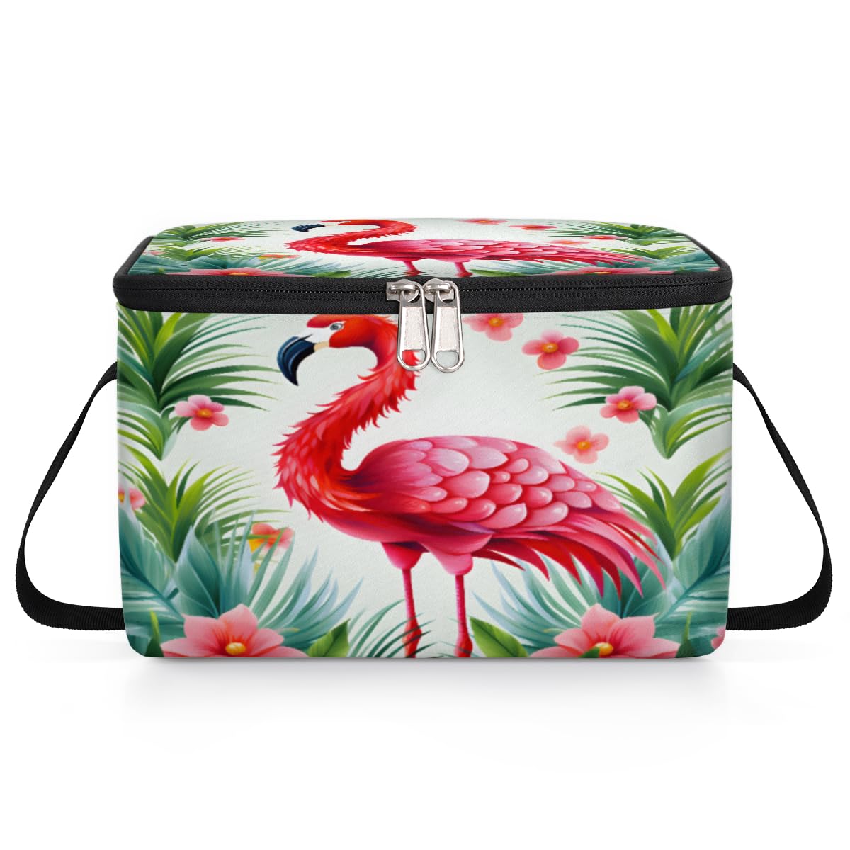 GzLeyigou Tropical Flamingo Lunch Bags for Women Men 9 Cans, Hot & Cold Food Delivery Bag Insulated Grocery Bag Insulated Lunch Box Flamingo Cooler Bag for Office Work Picnic Beach