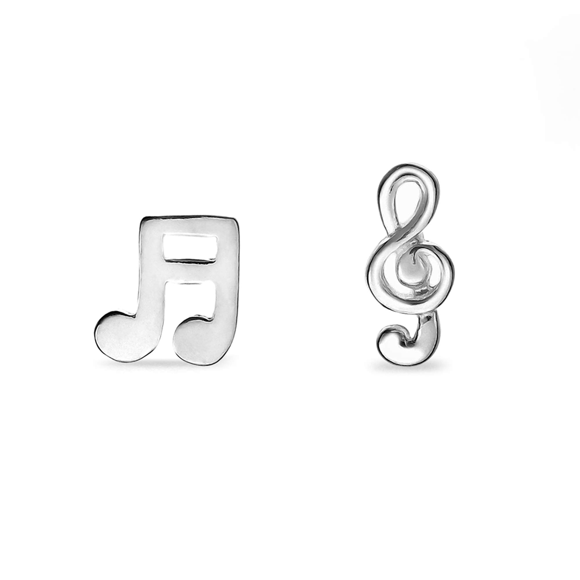 BomaJewelry Sterling Silver Music Note & Treble Clef Stud Earrings