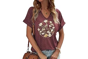 Womens Vintage Flowers V-Neck Tee