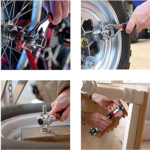 Miniatura 3 de Llave multifuncional 48 en 1, llave de hueso de perro multiángulo con 6 esquinas, cabezal giratorio de 360 grados, mango de goma