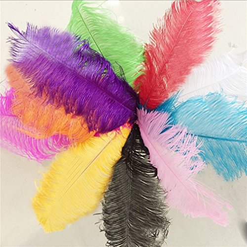 MELADY® Pack of 50pcs Natural Ostrich Feathers Centerpieces 10-12inch(25-30cm) for Home Wedding Party Decoration (White)