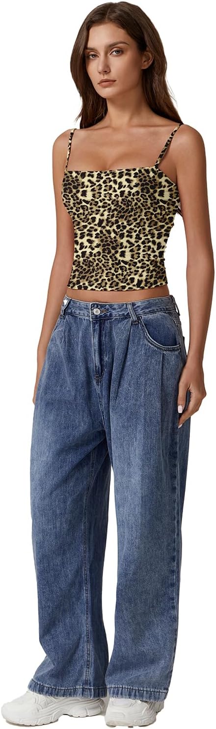 QINSEN Women's Double Lined Basic Tank Top Adjustable Spaghetti Straps Sleeveless Camisole Shirts - Image 6