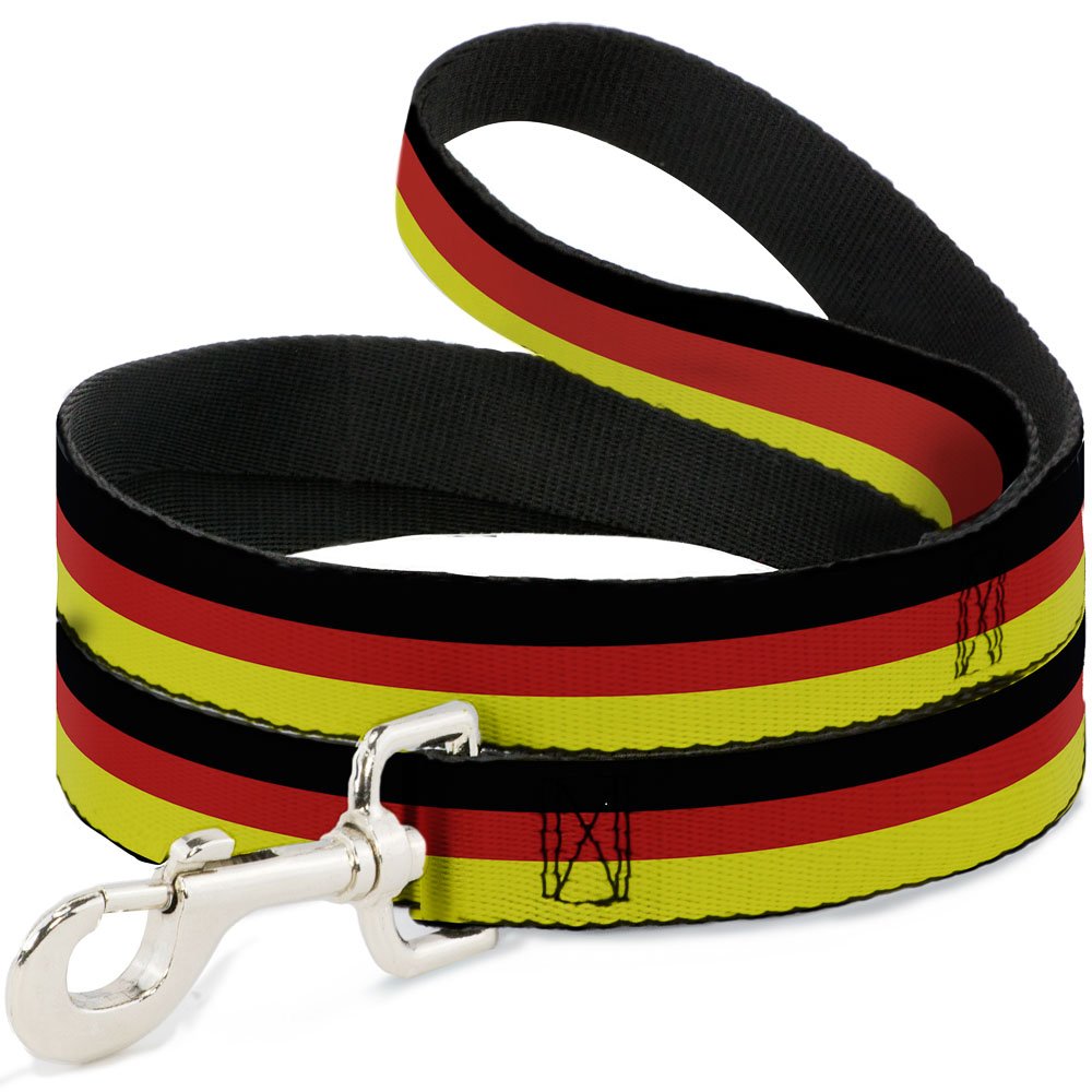 Buckle-Down Pet Leash - Stripes Black/Red/Yellow - 4 Feet Long - 1