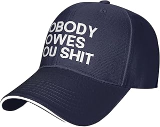 Haebfsl Nobody Owes You Shit Unisex Baseball Cap Vintage Men Women Low Profile Dad Hat Adjustable,Navy Blue